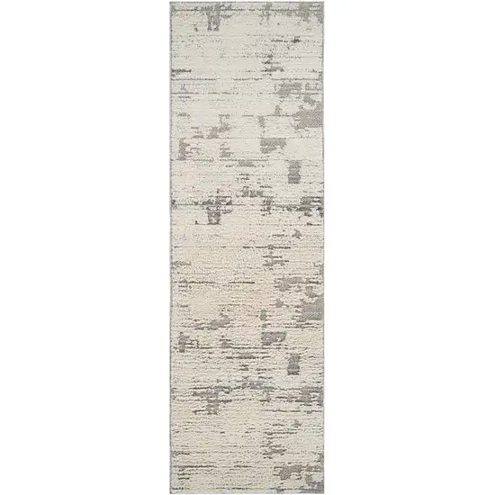 8' Gray and Cream Abstract Distressed Area Rug Photo 2