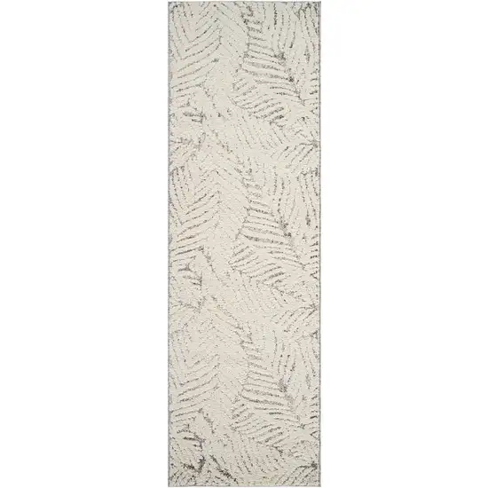 8' Gray and Cream Floral Distressed Area Rug Photo 2