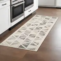 Photo of 8' Gray and Cream Geometric Distressed Area Rug