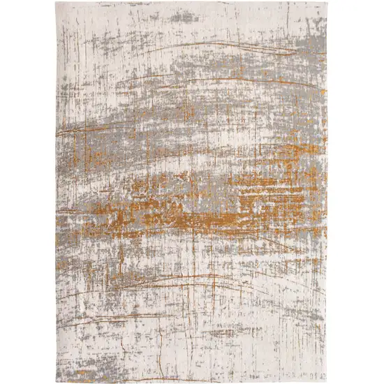 5' Gray and Gold Round Abstract Non Skid Area Rug Photo 4