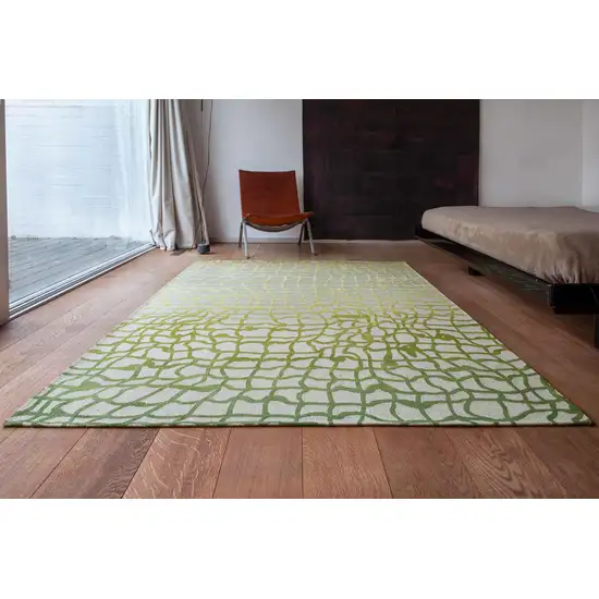 10' Gray and Green Abstract Non Skid Area Rug Photo 8