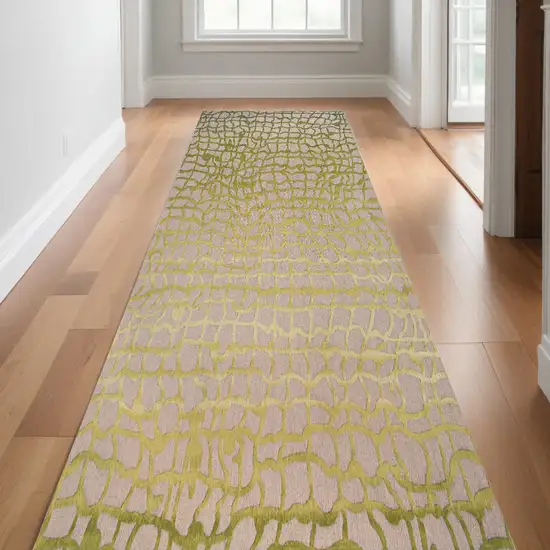 10' Gray and Green Abstract Non Skid Area Rug Photo 1