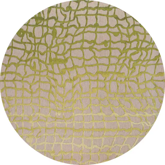 8' Gray and Green Round Abstract Non Skid Area Rug Photo 2