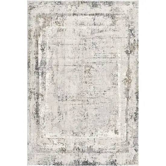 10' Gray and Ivory Abstract Distressed Runner Rug Photo 2