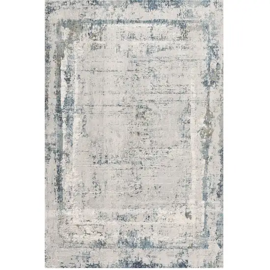 13' Gray and Ivory Abstract Distressed Runner Rug Photo 2