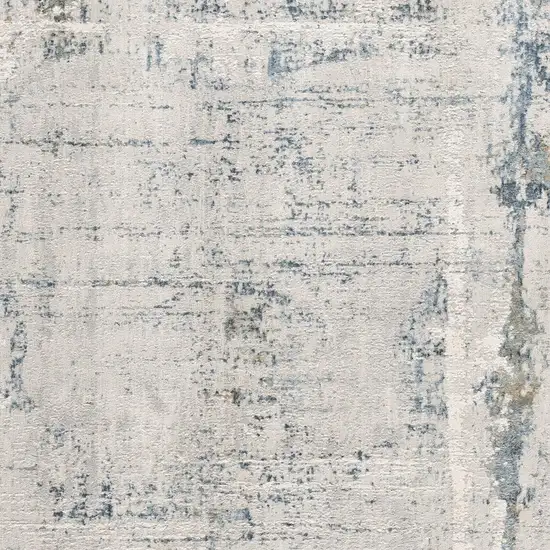 13' Gray and Ivory Abstract Distressed Runner Rug Photo 5