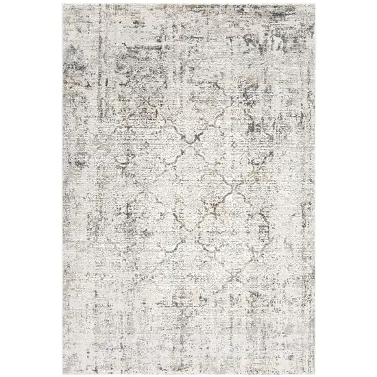 10' Gray and Ivory Abstract Distressed Runner Rug Photo 2