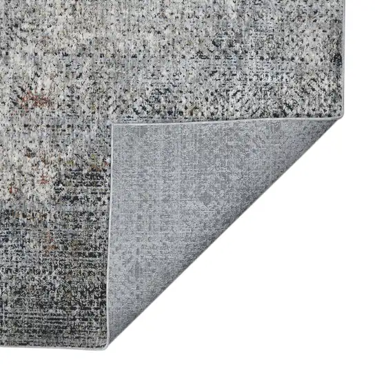 8' Gray and Ivory Abstract Power Loom Runner Rug Photo 4