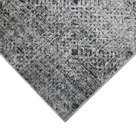 8' Gray and Ivory Abstract Power Loom Runner Rug Photo 3