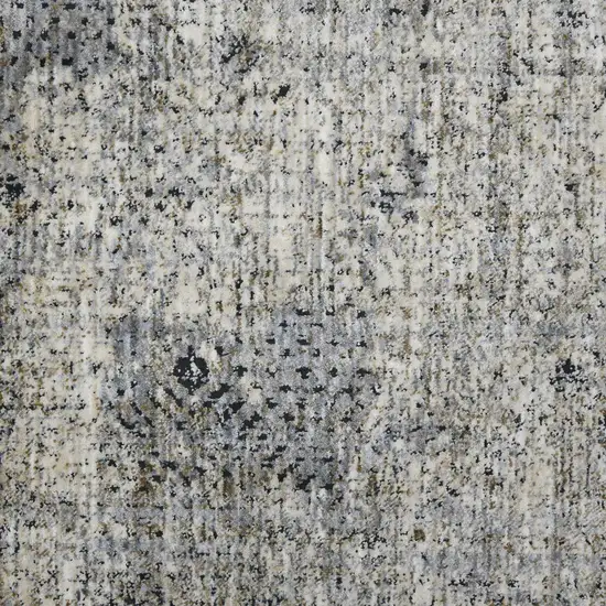 8' Gray and Ivory Abstract Power Loom Runner Rug Photo 6