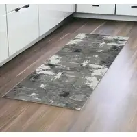 Photo of 10' Gray and Ivory Abstract Power Loom Runner Rug