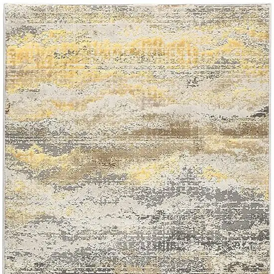 8' Gray and Ivory Abstract Power Loom Runner Rug Photo 5