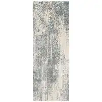 Photo of 8' Gray and Ivory Abstract Power Loom Runner Rug