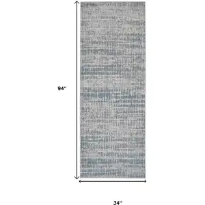 Photo of 8' Gray and Ivory Abstract Power Loom Runner Rug