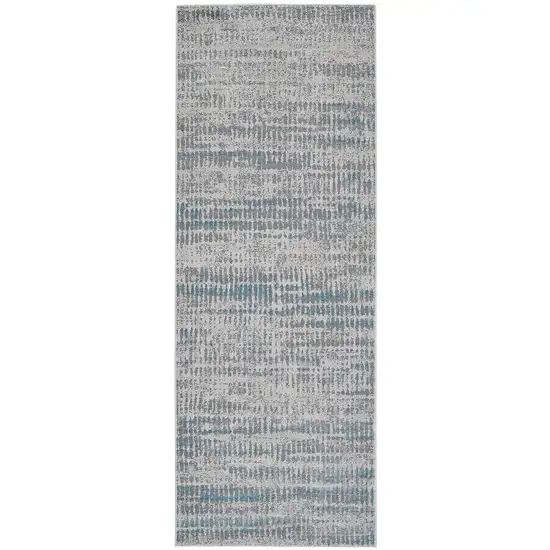 8' Gray and Ivory Abstract Power Loom Runner Rug Photo 2