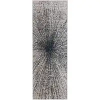 Photo of 8' Gray and Ivory Abstract Power Loom Runner Rug