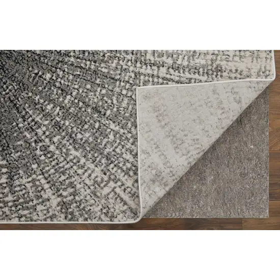 8' Gray and Ivory Abstract Power Loom Runner Rug Photo 4