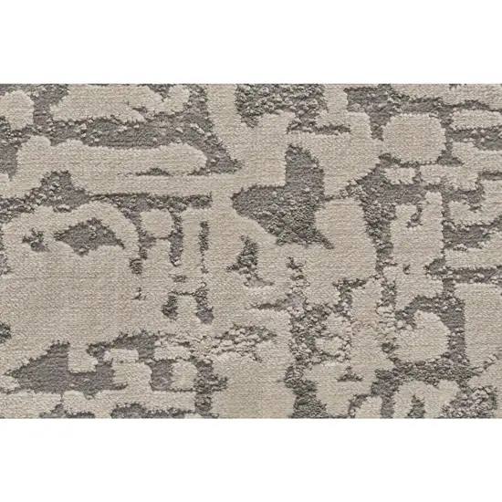 8' Gray and Ivory Abstract Runner Rug Photo 5