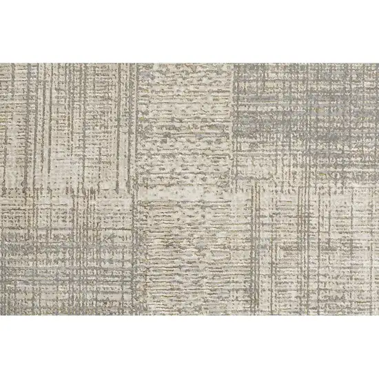 8' Gray and Ivory Abstract Runner Rug Photo 2