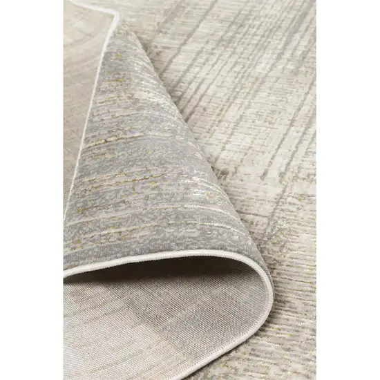 8' Gray and Ivory Abstract Runner Rug Photo 4