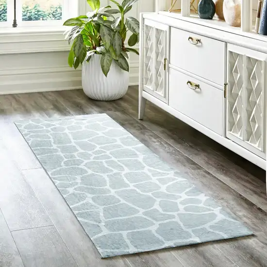 8' Gray and Ivory Animal Print Handmade Non Skid Runner Rug Photo 8