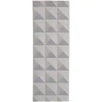 Photo of 8' Gray and Ivory Geometric Power Loom Runner Rug