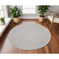 Photo of 8' Gray and Ivory Geometric Round Rug