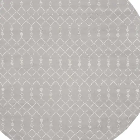 8' Gray and Ivory Geometric Round Rug Photo 5