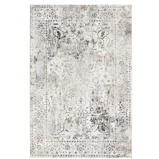 10' Gray and Ivory Oriental Washable Non Skid Runner Rug Photo 2