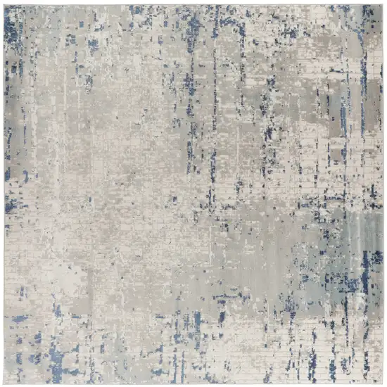 10' Gray and Ivory Square Abstract Power Loom Area Rug Photo 2