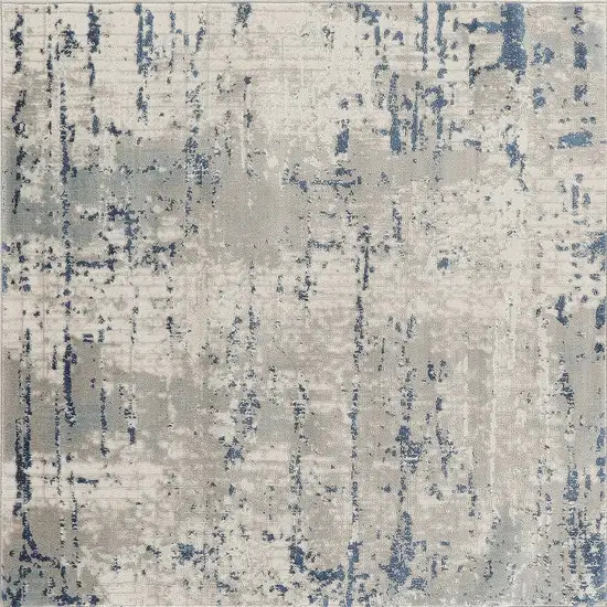 4' Gray and Ivory Square Abstract Power Loom Area Rug Photo 8