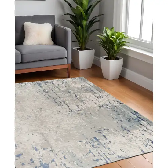 4' Gray and Ivory Square Abstract Power Loom Area Rug Photo 1