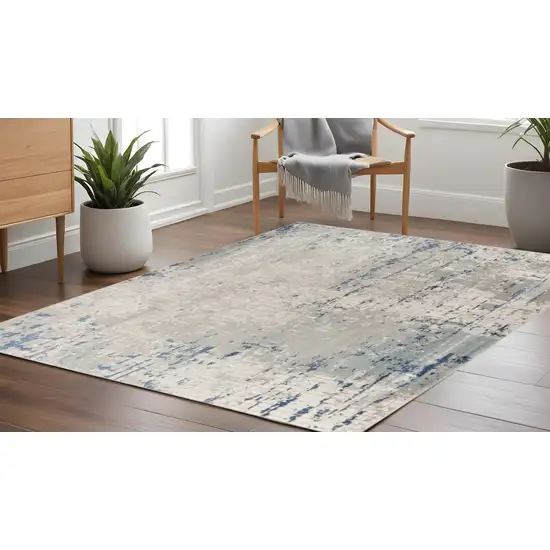 8' Gray and Ivory Square Abstract Power Loom Area Rug Photo 1