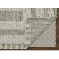 Photo of 8' Gray and Ivory Wool Geometric Hand Woven Runner Rug