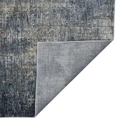 8' Gray and Orange Abstract Power Loom Runner Rug Photo 4