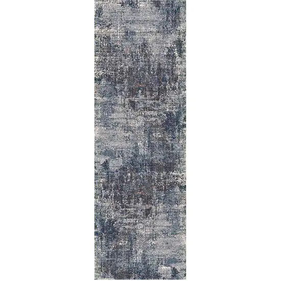 8' Gray and Orange Abstract Power Loom Runner Rug Photo 1