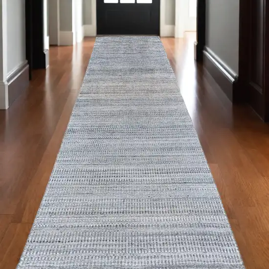 10' Gray and Purple Ombre Hand Woven Runner Rug Photo 1