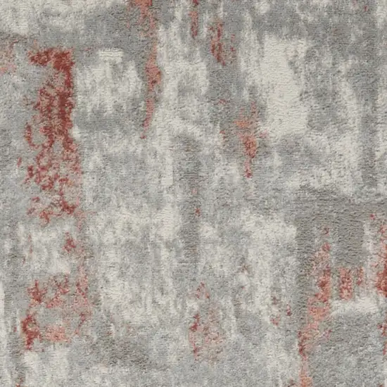 8' Gray and Red Abstract Non Skid Runner Rug Photo 8