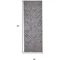 Photo of 8' Gray and Silver Abstract Distressed Runner Rug