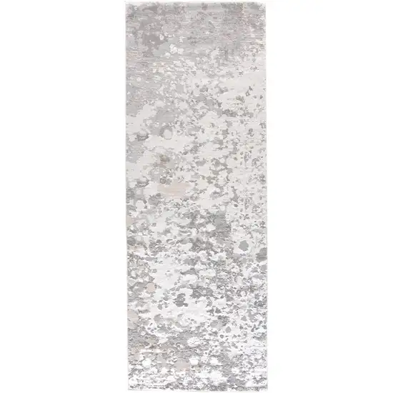 8' Gray and Silver Abstract Power Loom Runner Rug Photo 2