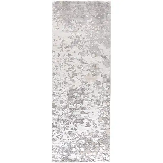 8' Gray and Silver Abstract Power Loom Runner Rug Photo 4