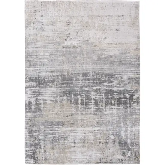 10' Gray and White Abstract Non Skid Area Rug Photo 2