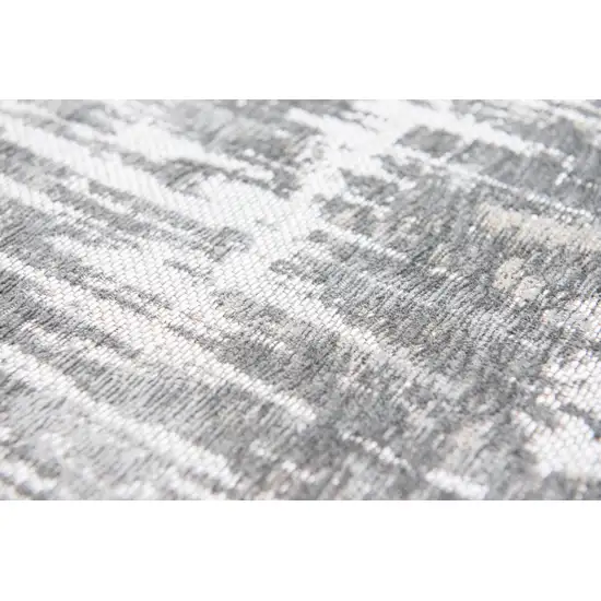 10' Gray and White Abstract Non Skid Area Rug Photo 8