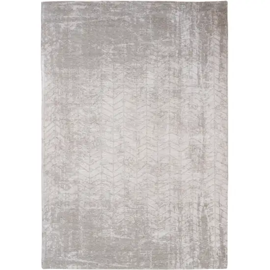 10' Gray and White Chevron Non Skid Area Rug Photo 2