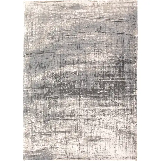 5' Gray and White Round Abstract Non Skid Area Rug Photo 4