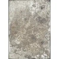 Photo of 8' Gray and White Round Abstract Non Skid Area Rug