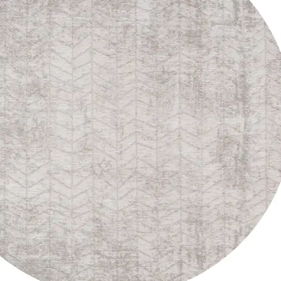 5' Gray and White Round Chevron Non Skid Area Rug Photo 5