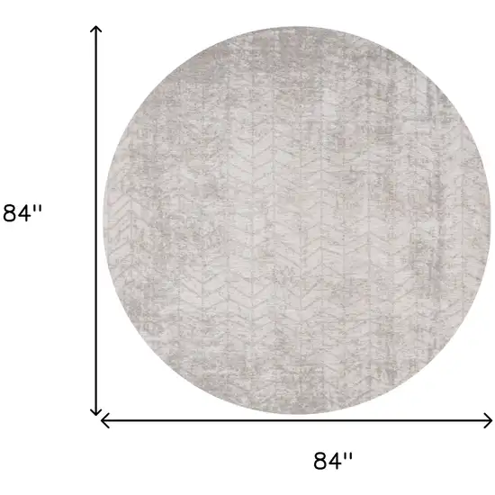 8' Gray and White Round Chevron Non Skid Area Rug Photo 3