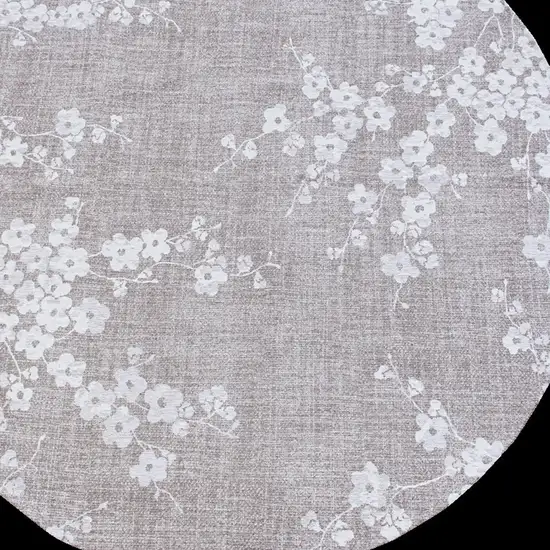 5' Gray and White Round Oriental Non Skid Area Rug Photo 5