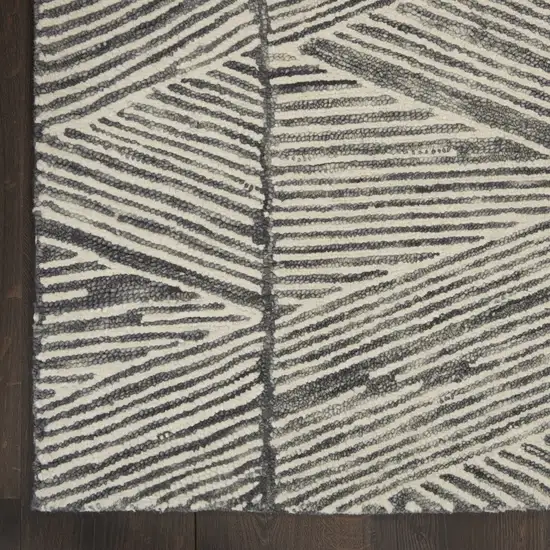 8' Gray and White Wool Abstract Runner Rug Photo 6